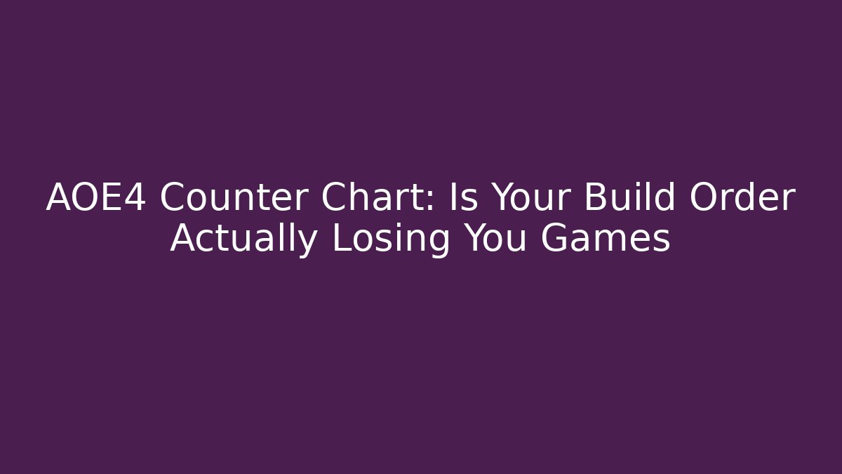 AOE4 Counter Chart: Is Your Build Order Actually Losing You Games