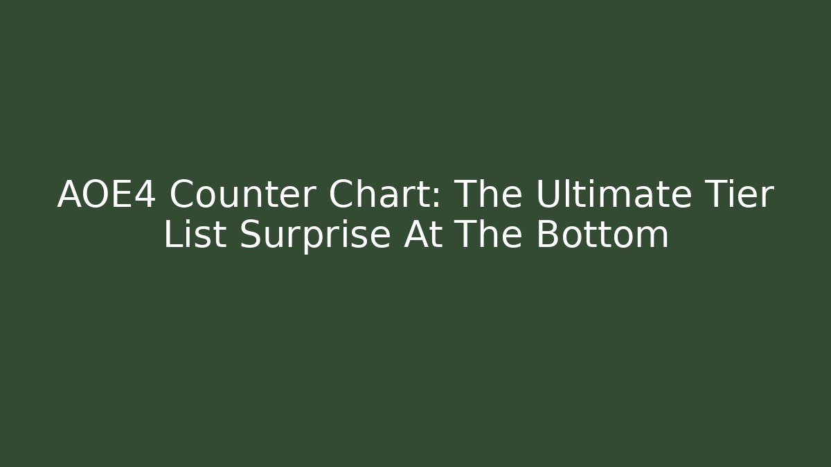 AOE4 Counter Chart: The Ultimate Tier List Surprise At The Bottom