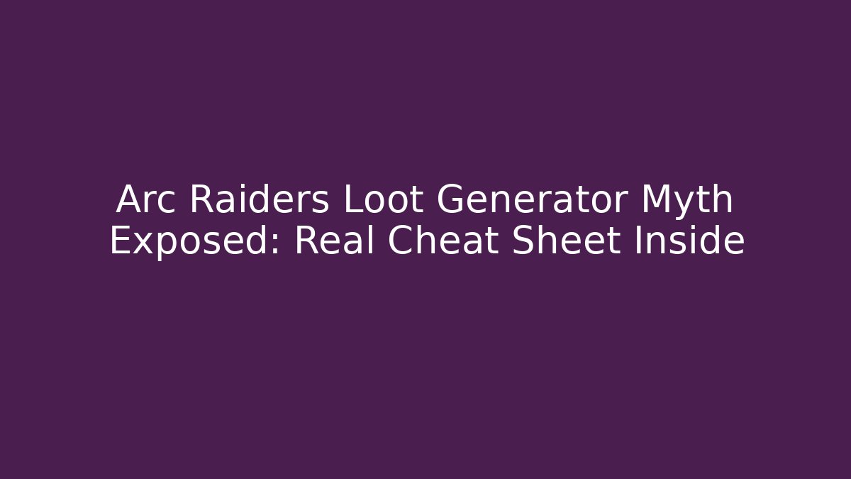 Arc Raiders Loot Generator Myth Exposed: Real Cheat Sheet Inside - Smart Esu