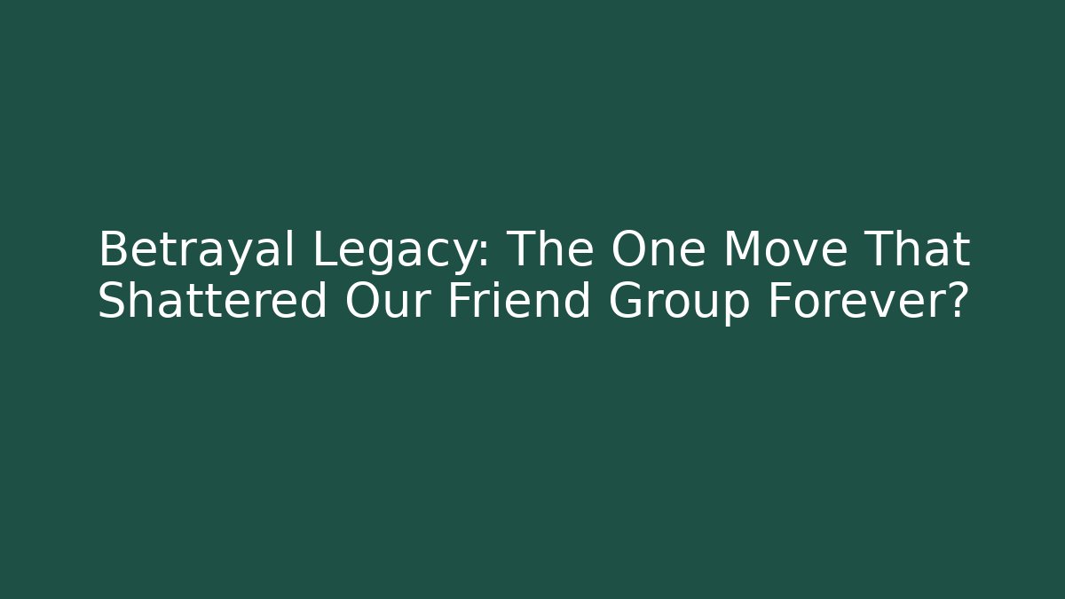 Betrayal Legacy: The One Move That Shattered Our Friend Group Forever?