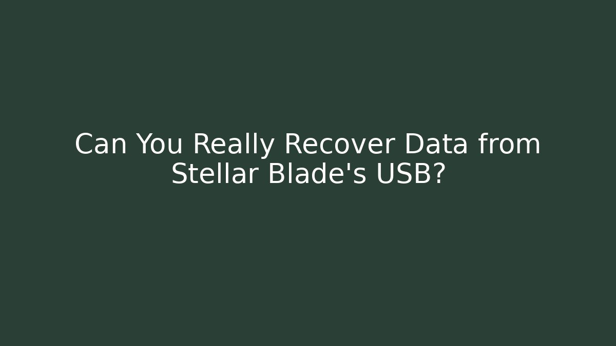 Can You Really Recover Data from Stellar Blade's USB?
