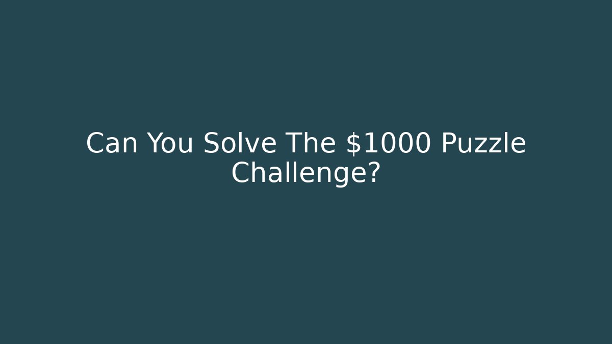 Can You Solve The $1000 Puzzle Challenge?