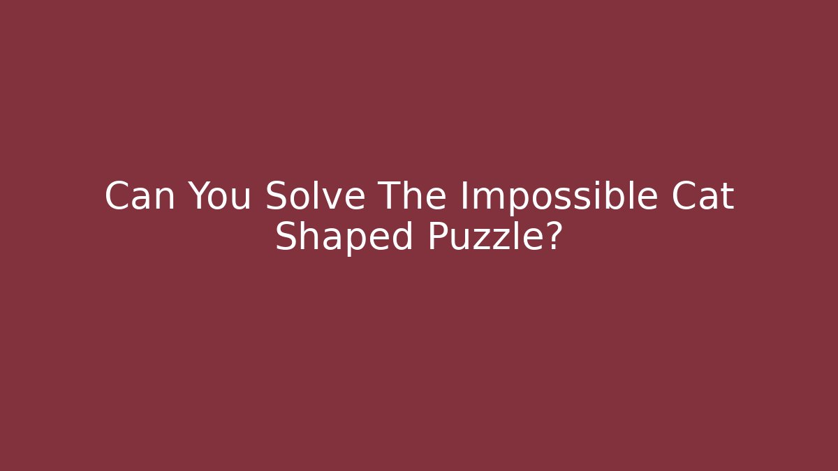 Can You Solve The Impossible Cat Shaped Puzzle?