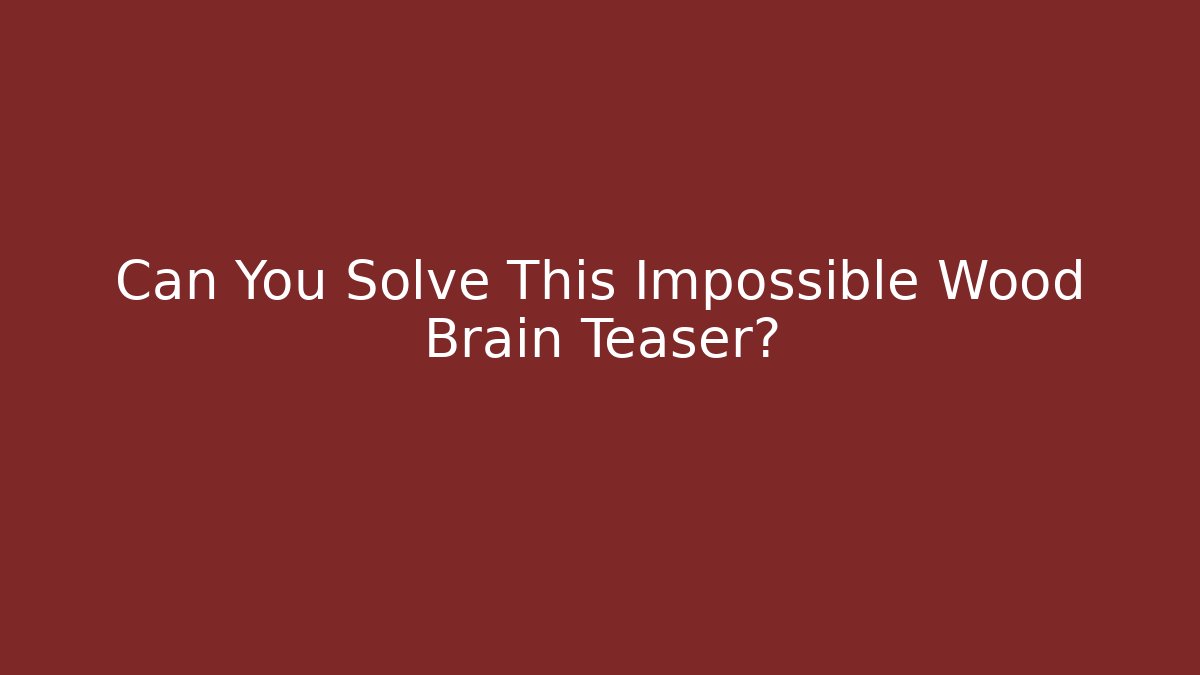 Can You Solve This Impossible Wood Brain Teaser?