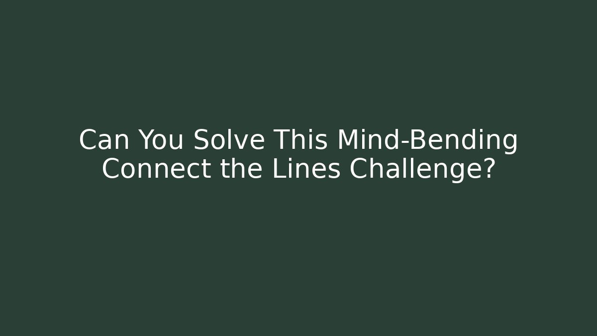Can You Solve This Mind-Bending Connect the Lines Challenge?