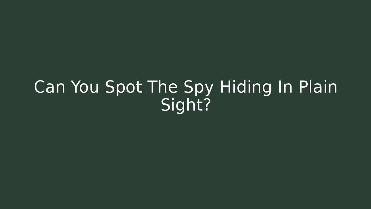 Can You Spot The Spy Hiding In Plain Sight?