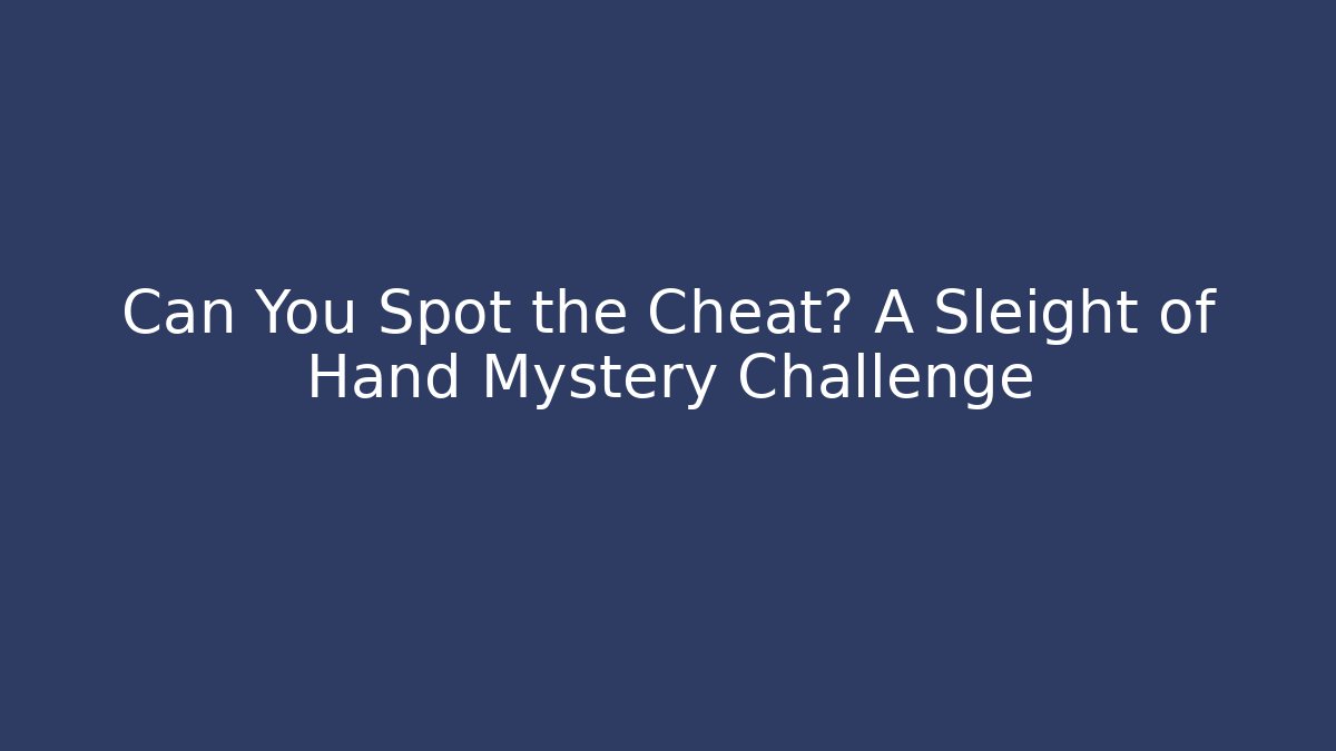 Can You Spot the Cheat? A Sleight of Hand Mystery Challenge