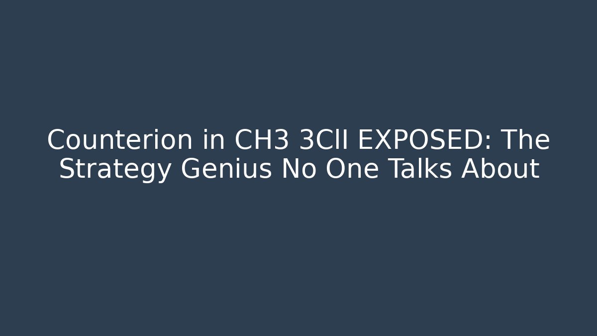 Counterion in CH3 3ClI EXPOSED: The Strategy Genius No One Talks About