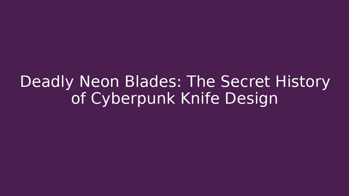 Deadly Neon Blades: The Secret History of Cyberpunk Knife Design