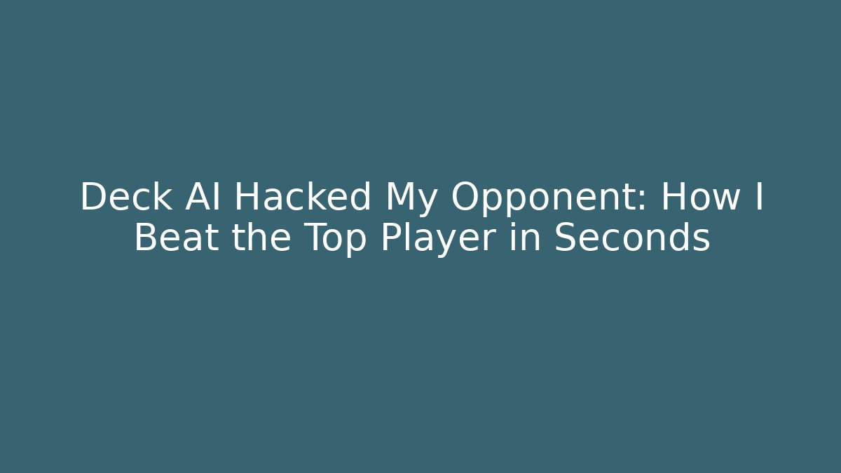 Deck AI Hacked My Opponent: How I Beat the Top Player in Seconds