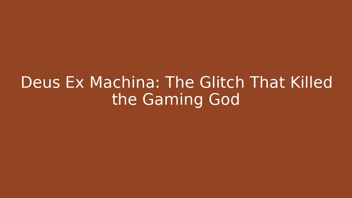 Deus Ex Machina: The Glitch That Killed the Gaming God