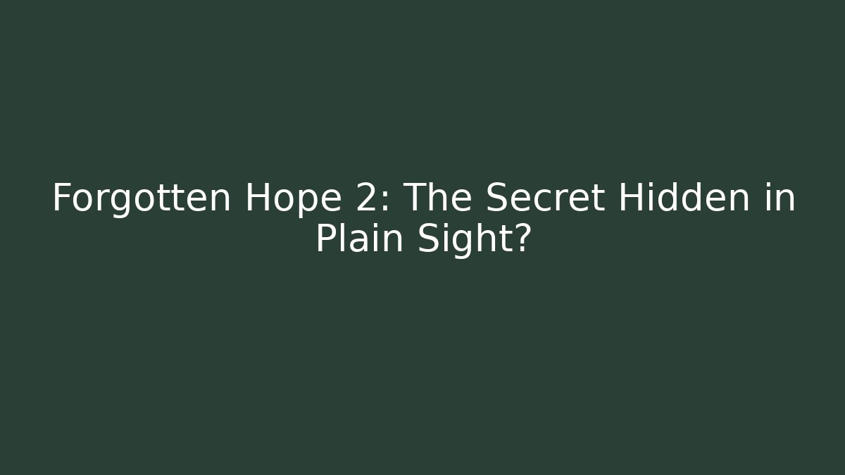 Forgotten Hope 2: The Secret Hidden in Plain Sight?