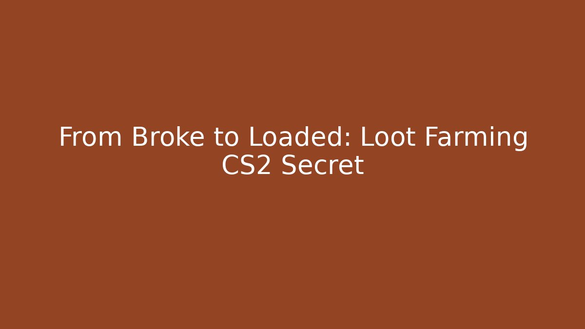 From Broke to Loaded: Loot Farming CS2 Secret