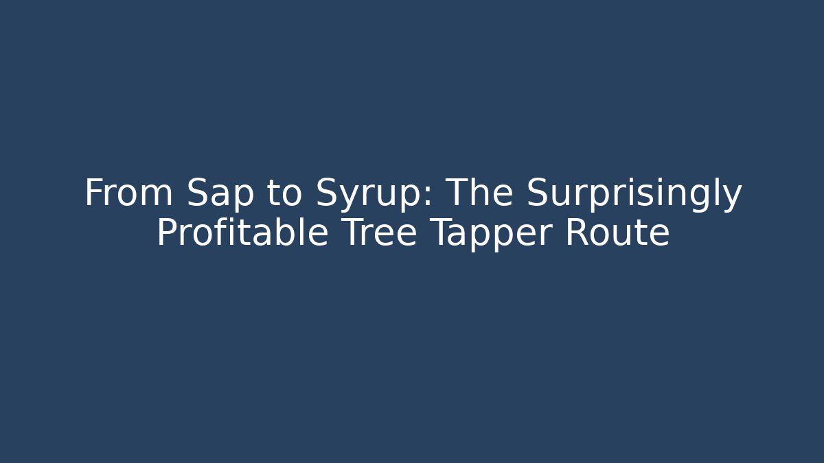 From Sap to Syrup: The Surprisingly Profitable Tree Tapper Route