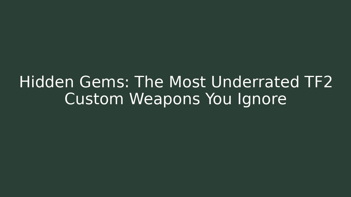 Hidden Gems: The Most Underrated TF2 Custom Weapons You Ignore