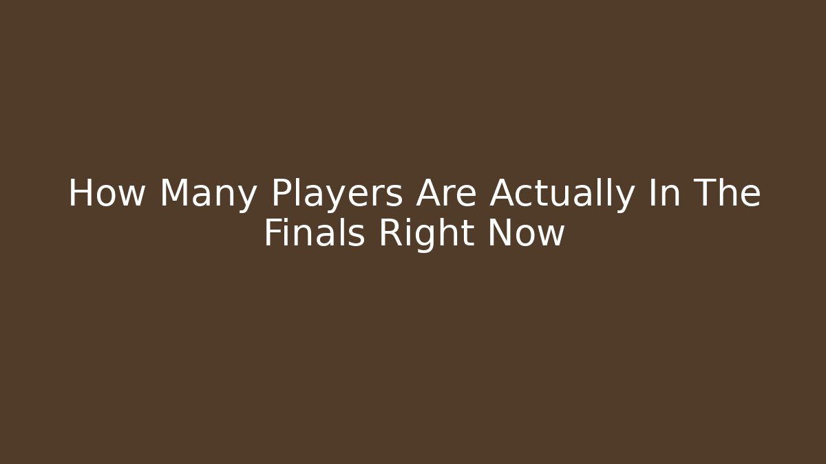 How Many Players Are Actually In The Finals Right Now