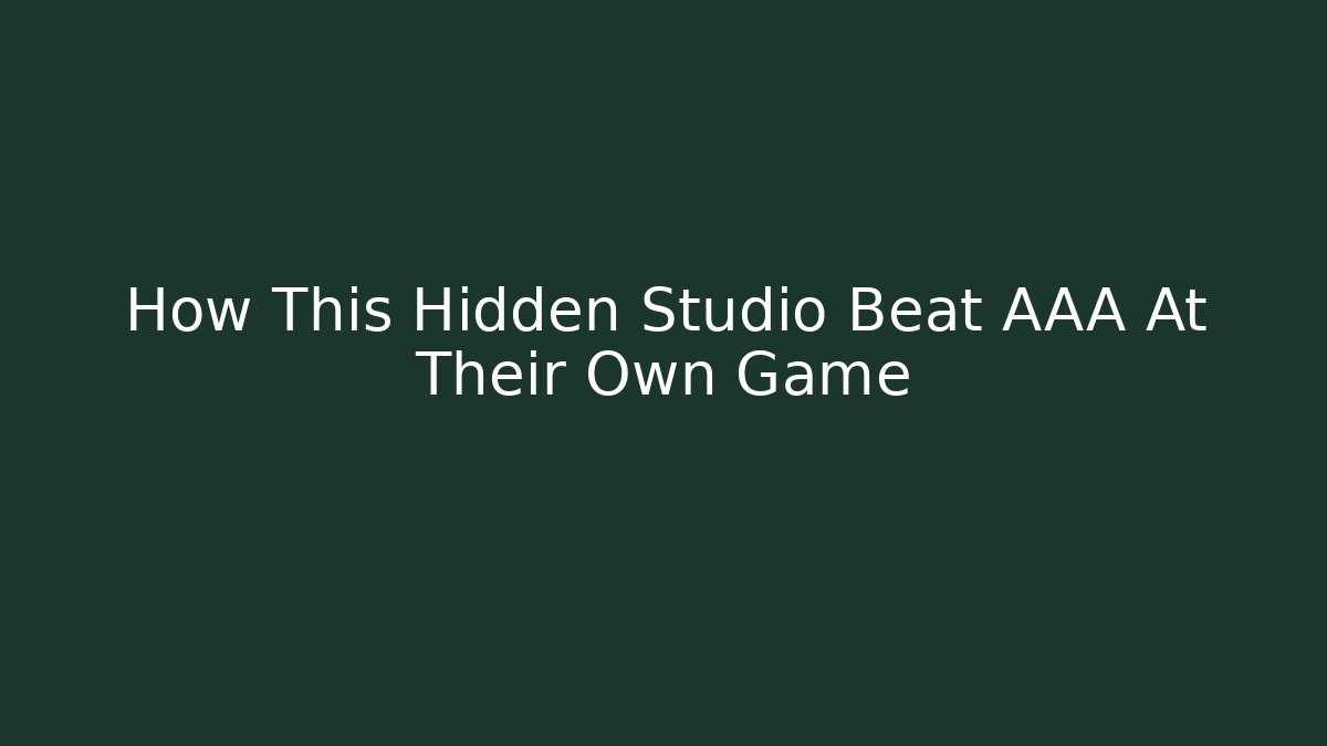 How This Hidden Studio Beat AAA At Their Own Game