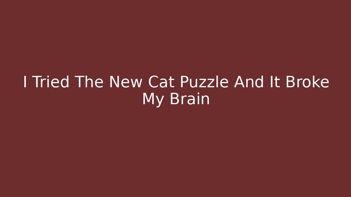 I Tried The New Cat Puzzle And It Broke My Brain