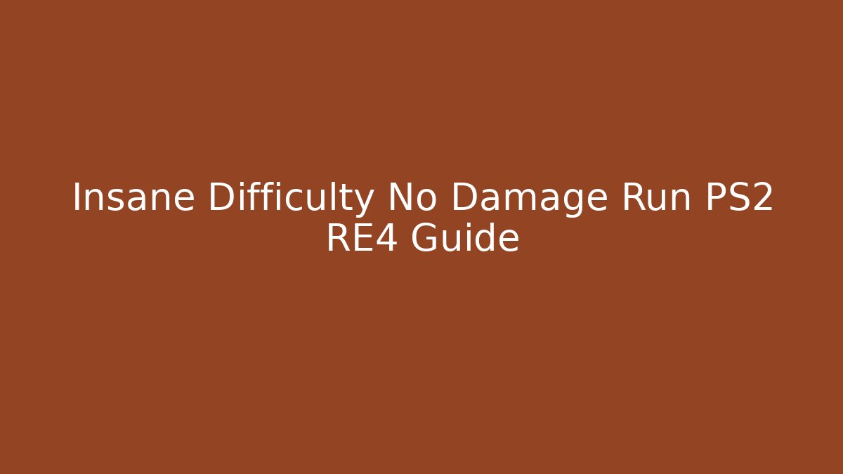 Insane Difficulty No Damage Run PS2 RE4 Guide