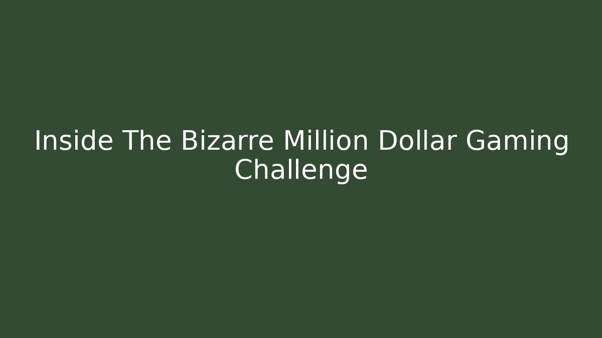 Inside The Bizarre Million Dollar Gaming Challenge