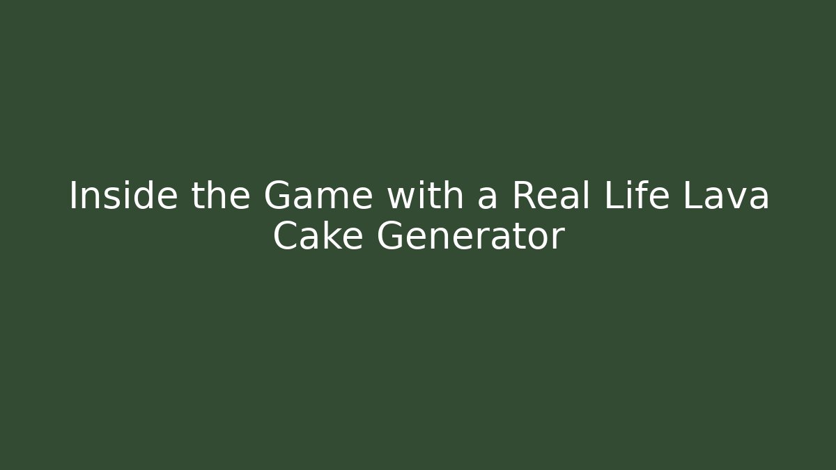 Inside the Game with a Real Life Lava Cake Generator