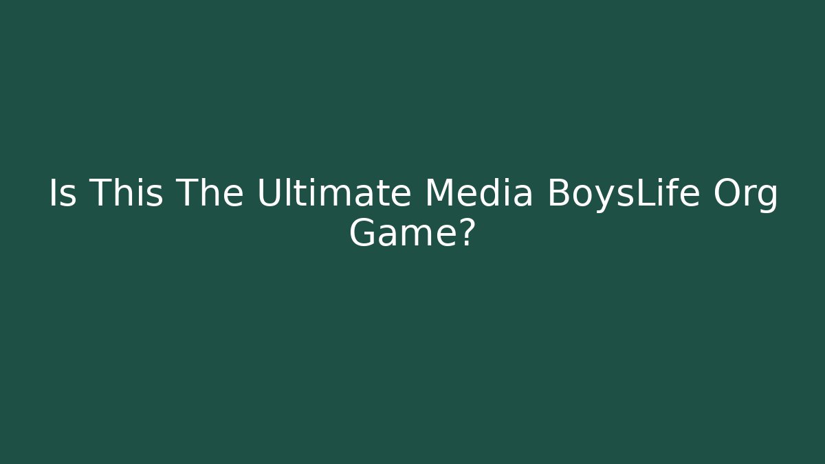 Is This The Ultimate Media BoysLife Org Game?