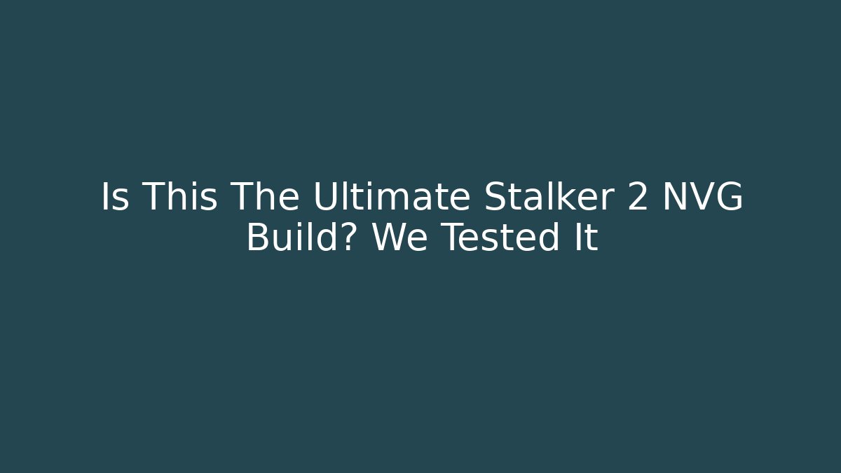Is This The Ultimate Stalker 2 NVG Build? We Tested It