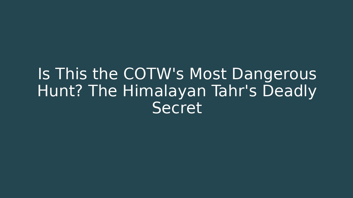 Is This the COTW's Most Dangerous Hunt? The Himalayan Tahr's Deadly Secret