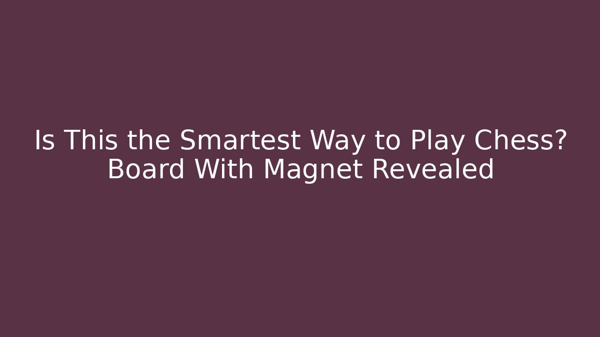 Is This the Smartest Way to Play Chess? Board With Magnet Revealed