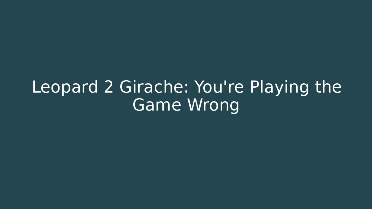 Leopard 2 Girache: You're Playing the Game Wrong - Smart Esu