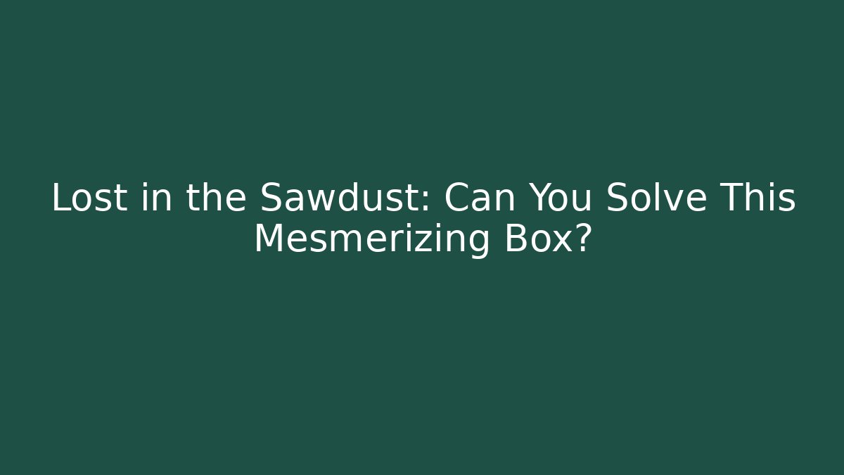 Lost in the Sawdust: Can You Solve This Mesmerizing Box?
