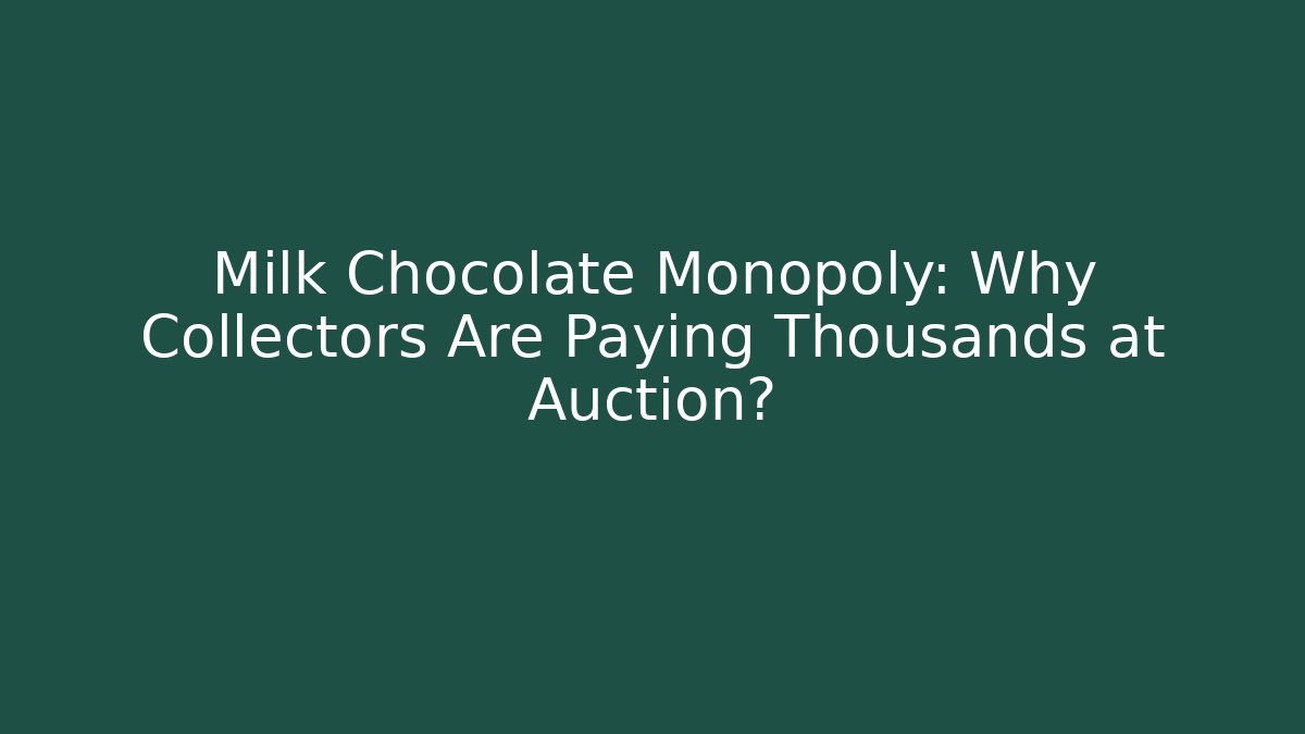 Milk Chocolate Monopoly: Why Collectors Are Paying Thousands at Auction?