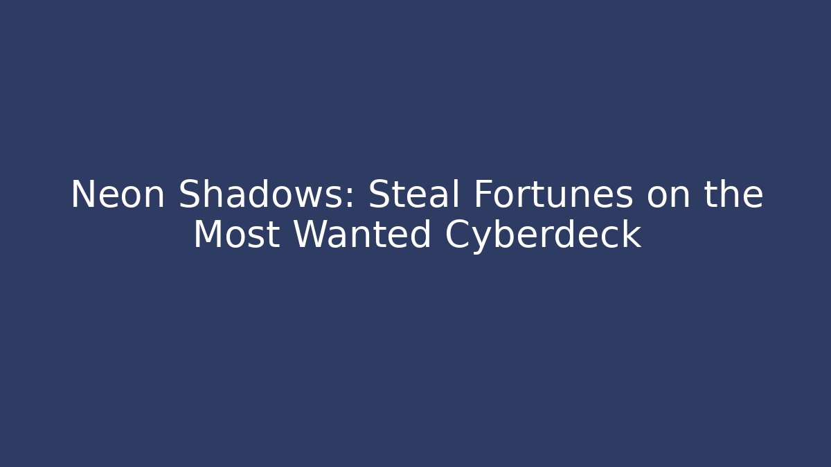 Neon Shadows: Steal Fortunes on the Most Wanted Cyberdeck