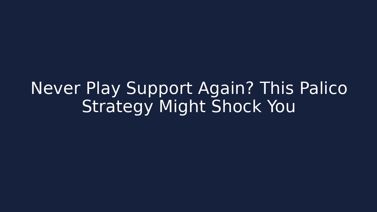 Never Play Support Again? This Palico Strategy Might Shock You