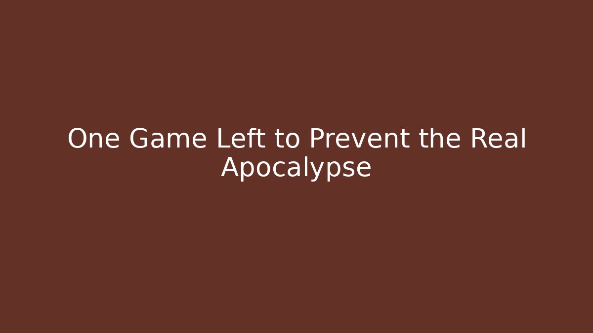 One Game Left to Prevent the Real Apocalypse