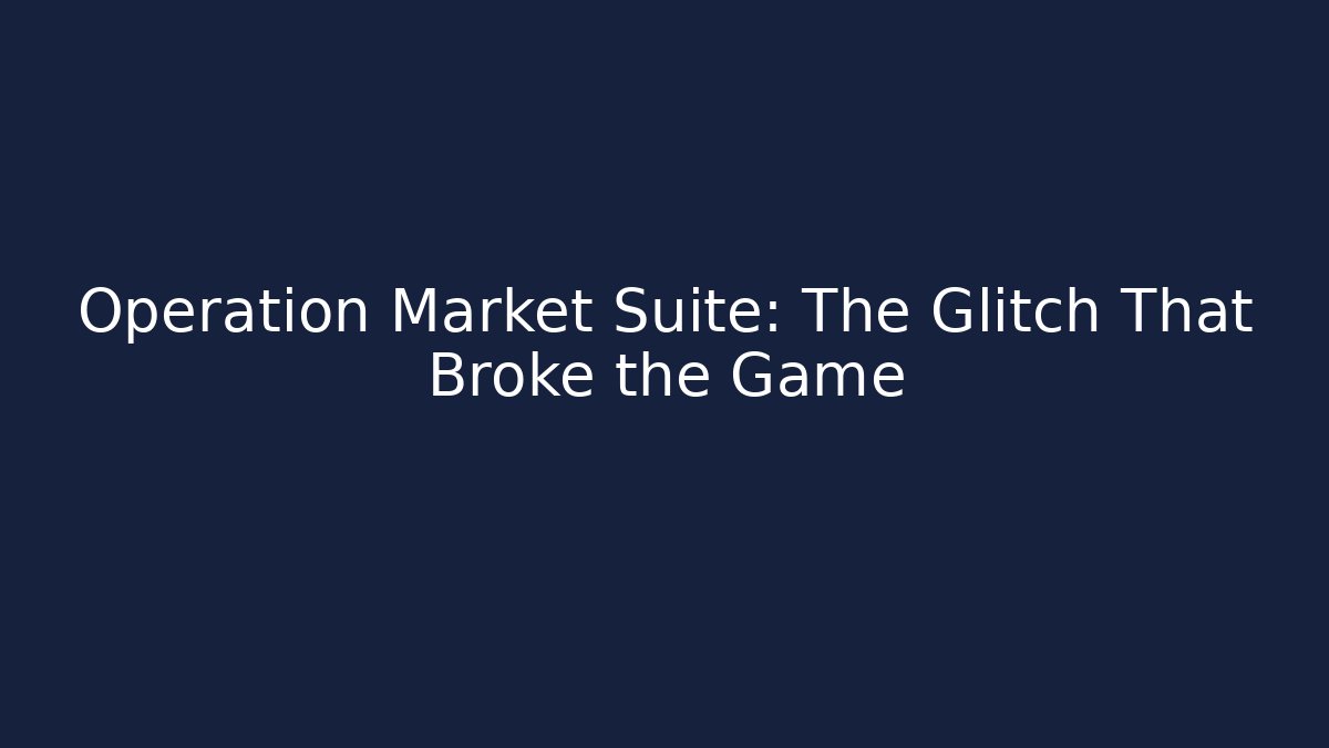 Operation Market Suite: The Glitch That Broke the Game