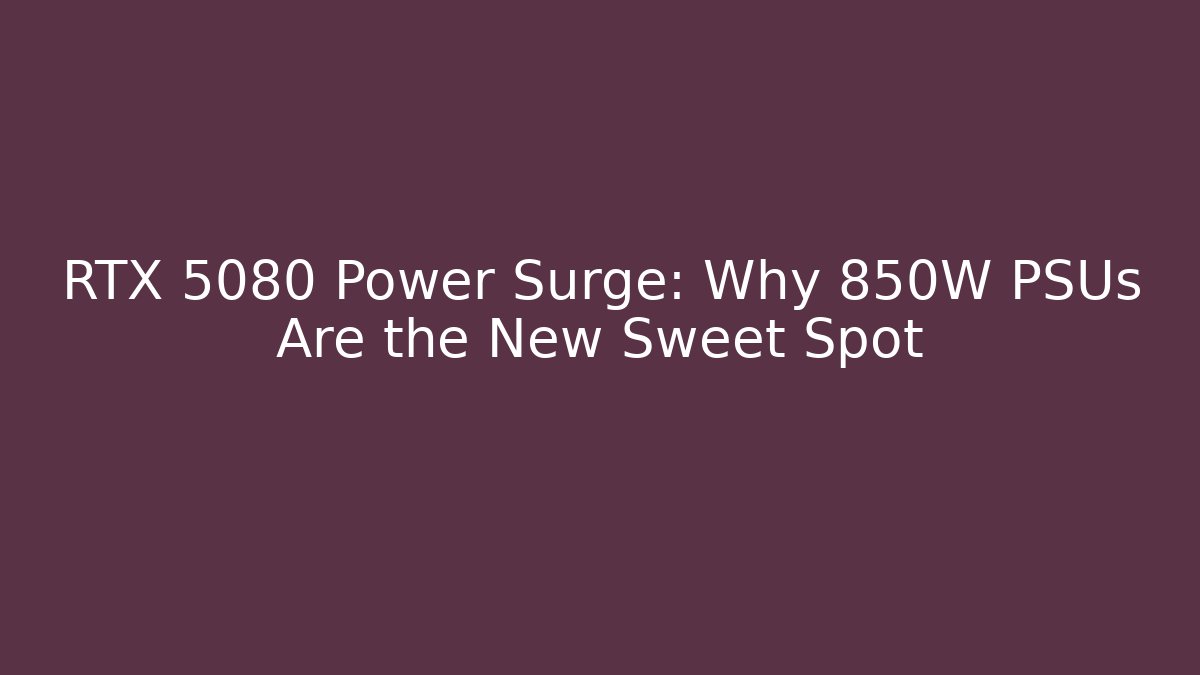 RTX 5080 Power Surge: Why 850W PSUs Are the New Sweet Spot