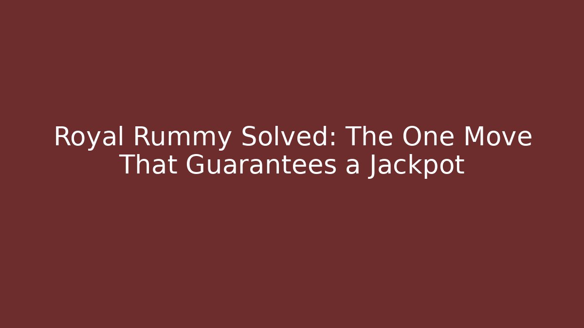 Royal Rummy Solved: The One Move That Guarantees a Jackpot