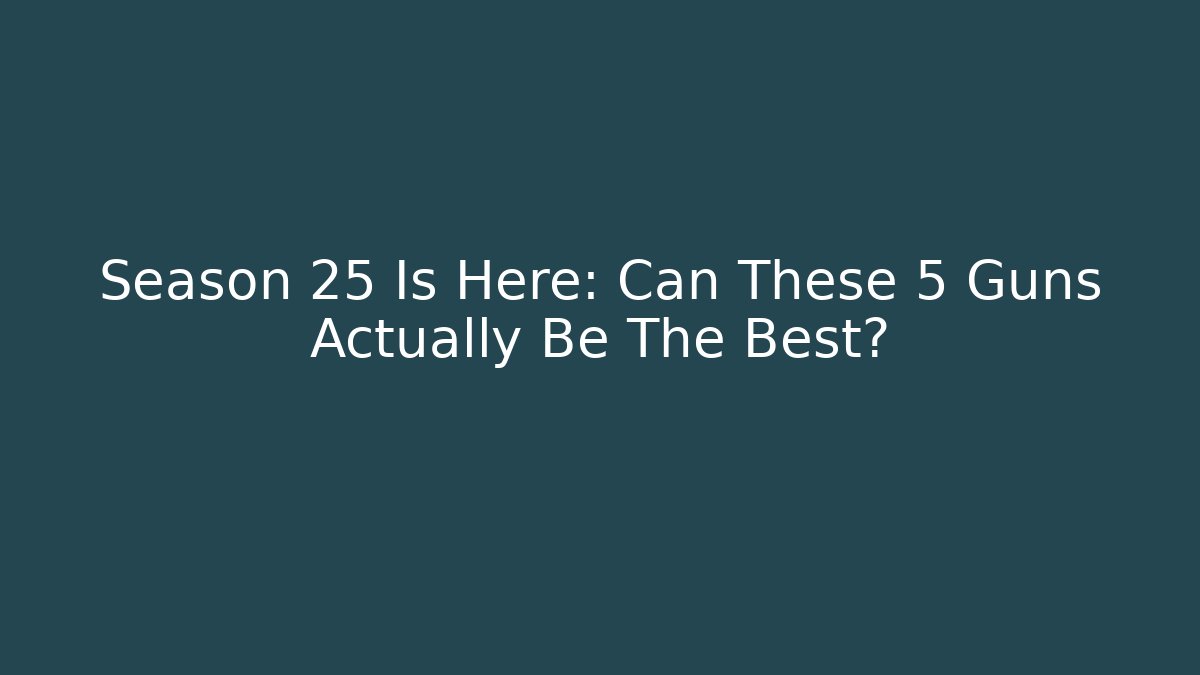 Season 25 Is Here: Can These 5 Guns Actually Be The Best?
