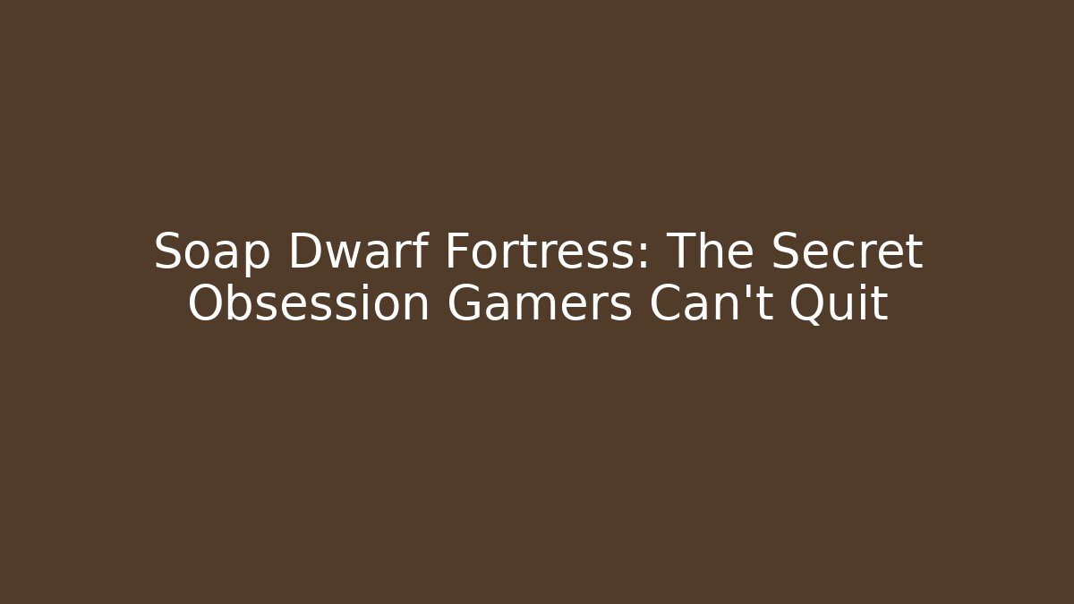 Soap Dwarf Fortress: The Secret Obsession Gamers Can't Quit