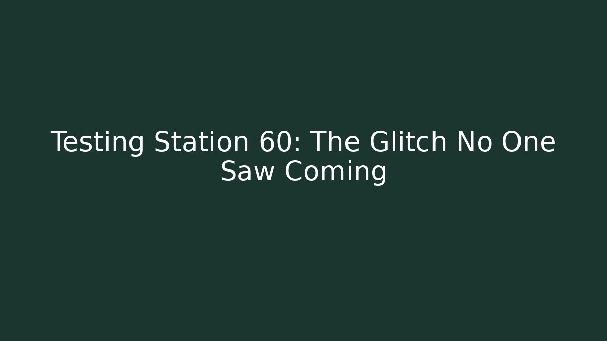 Testing Station 60: The Glitch No One Saw Coming