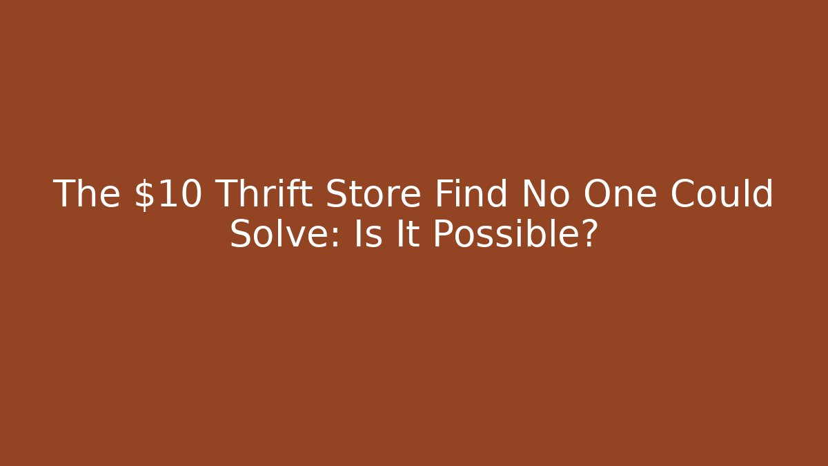 The $10 Thrift Store Find No One Could Solve: Is It Possible?