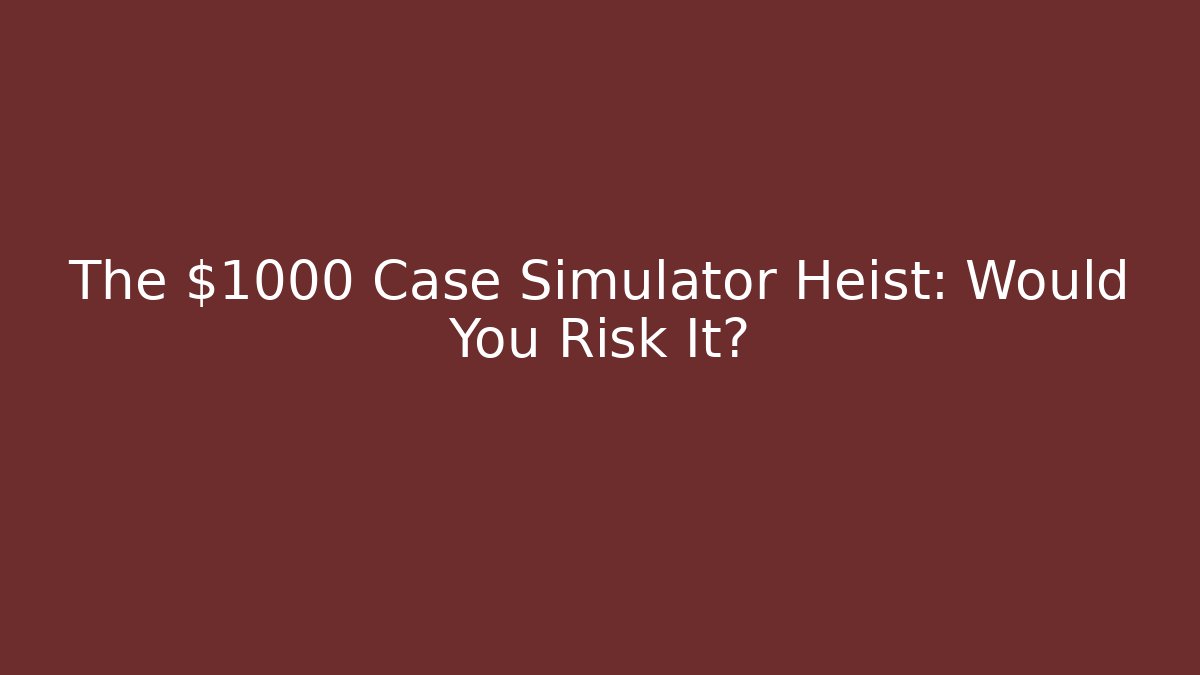 The $1000 Case Simulator Heist: Would You Risk It?