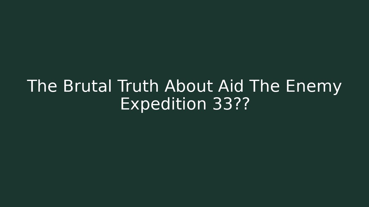 The Brutal Truth About Aid The Enemy Expedition 33结局