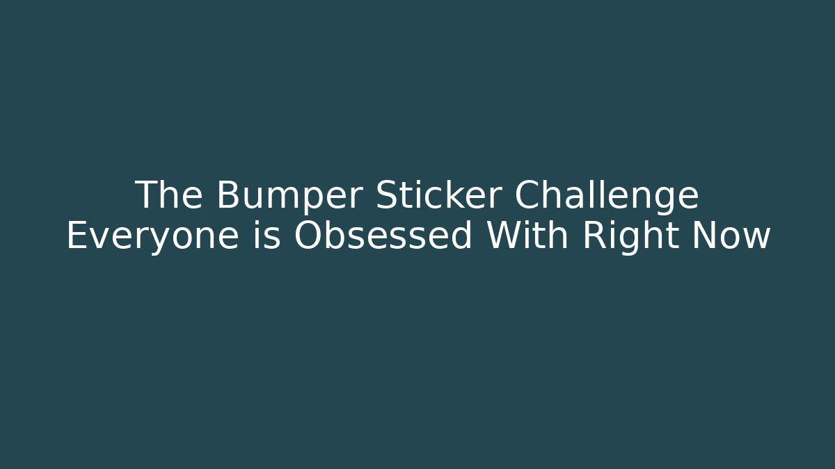 The Bumper Sticker Challenge Everyone is Obsessed With Right Now