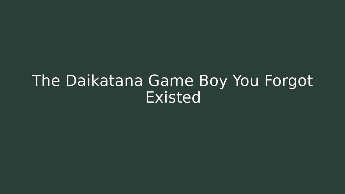 The Daikatana Game Boy You Forgot Existed