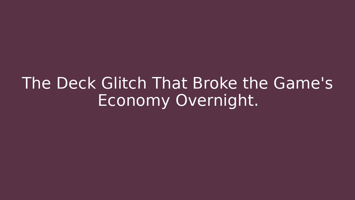 The Deck Glitch That Broke the Game's Economy Overnight.
