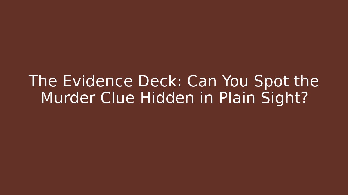The Evidence Deck: Can You Spot the Murder Clue Hidden in Plain Sight?