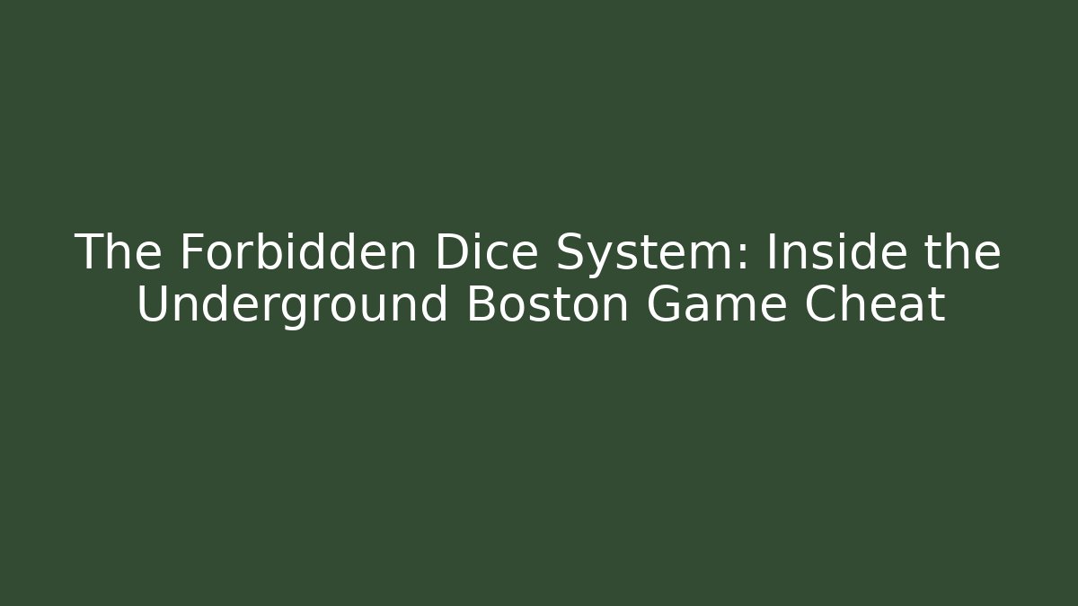 The Forbidden Dice System: Inside the Underground Boston Game Cheat