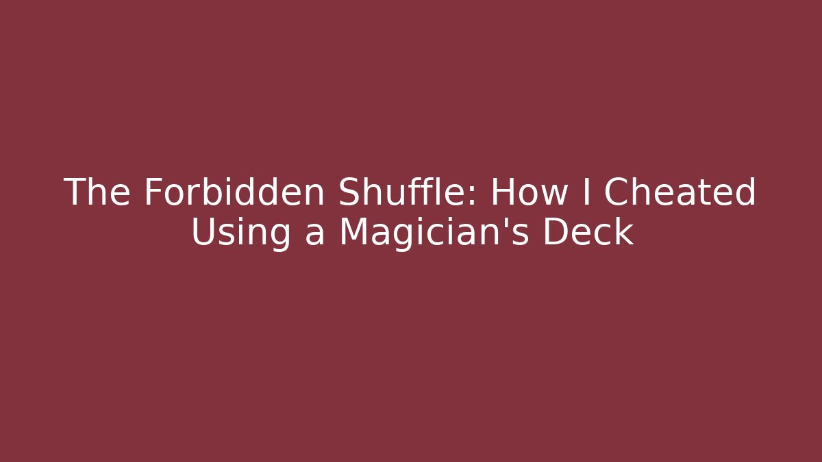 The Forbidden Shuffle: How I Cheated Using a Magician's Deck - Smart Esu